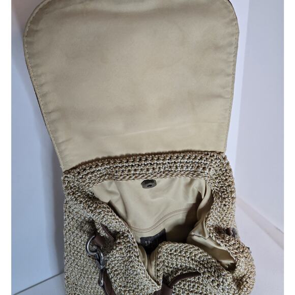 The Sak Avalon Backpack Beige/Brown Hand Crocheted Textile Purse - Picture 10 of 13